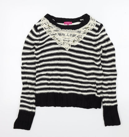 F&F Womens Black Striped  Pullover Jumper Size 10