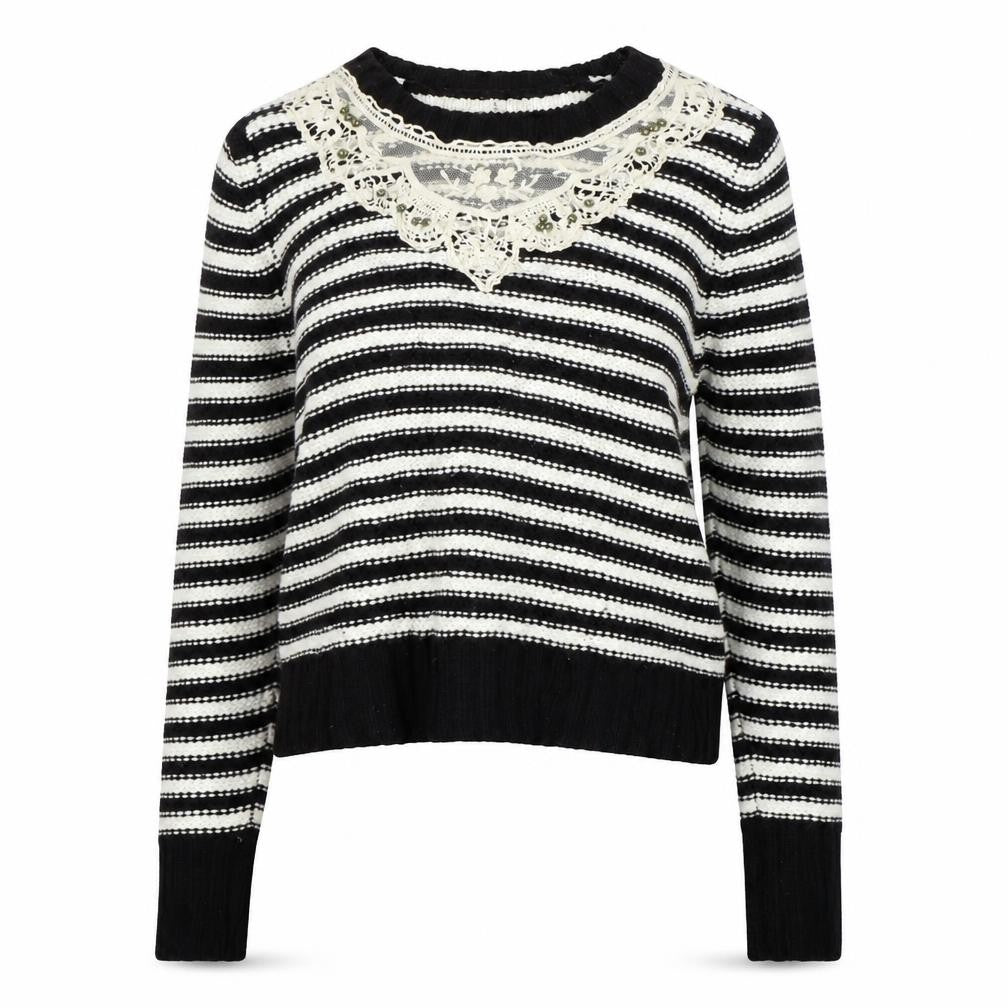 F&F Womens Black Striped  Pullover Jumper Size 10