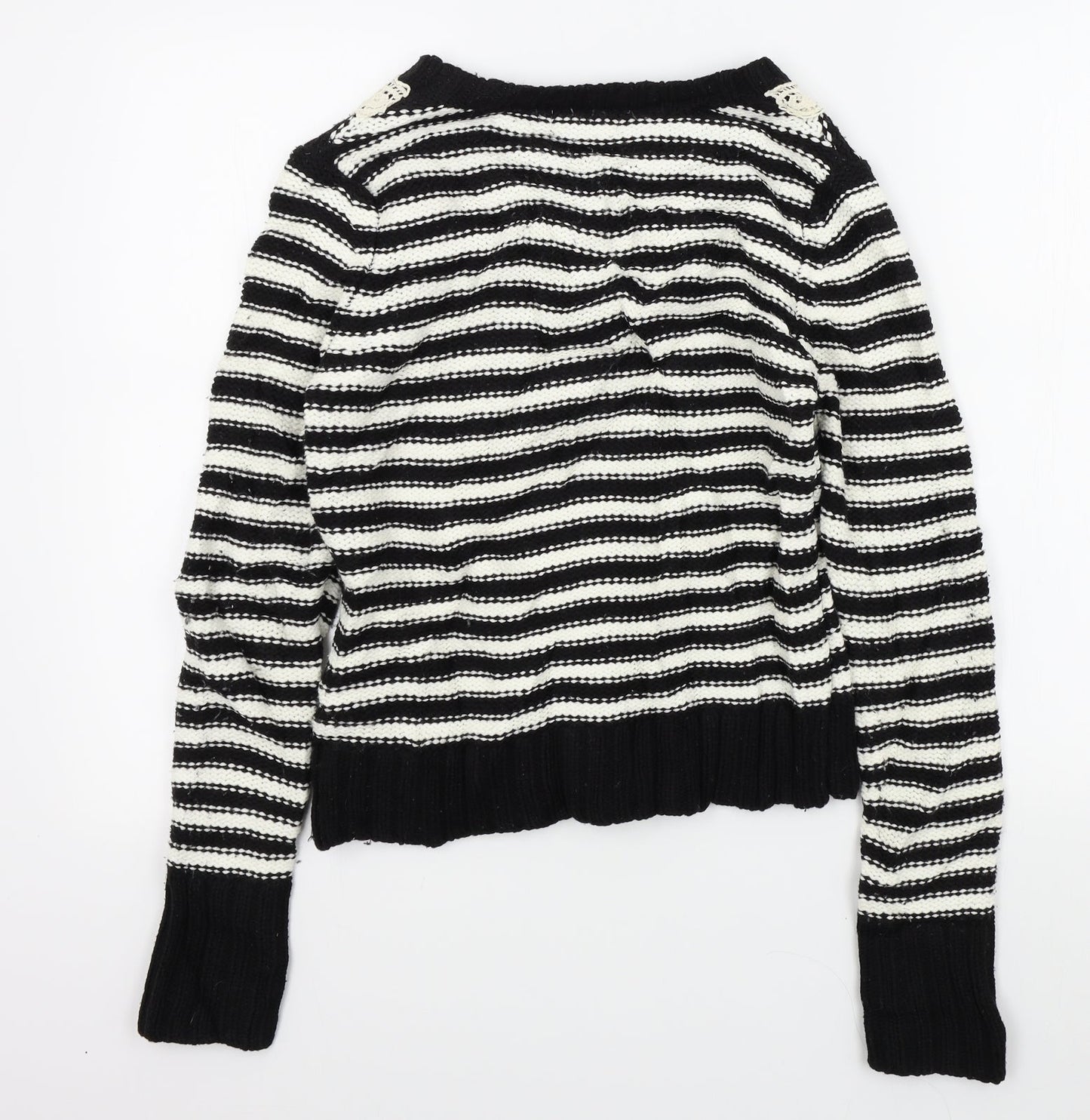F&F Womens Black Striped  Pullover Jumper Size 10