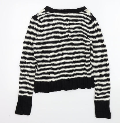 F&F Womens Black Striped  Pullover Jumper Size 10