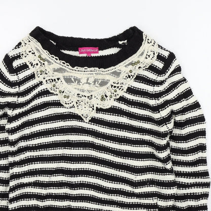 F&F Womens Black Striped  Pullover Jumper Size 10