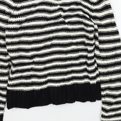F&F Womens Black Striped  Pullover Jumper Size 10