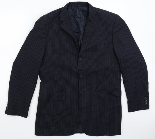 Burton Mens Blue Striped  Jacket Suit Jacket Size 40