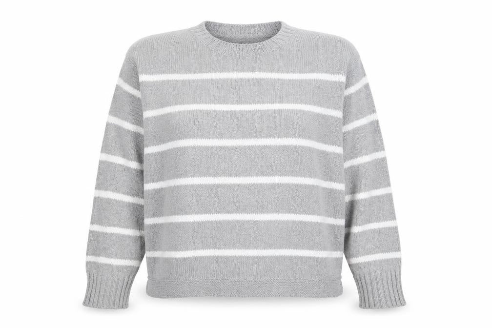 Sweater Shop Womens Grey Striped Knit Pullover Jumper Size M