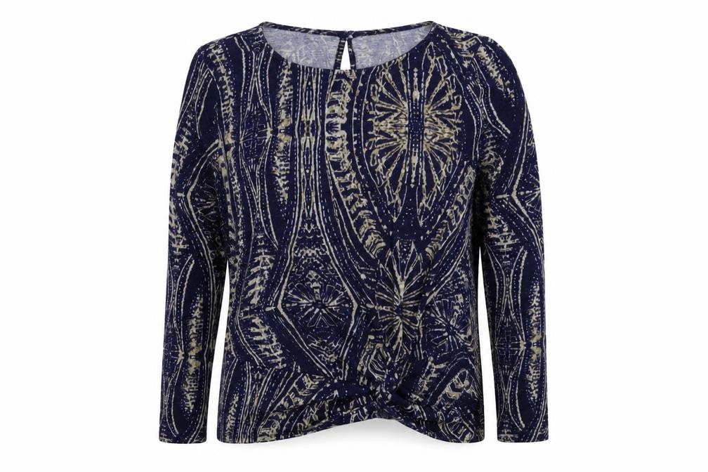 Emreco Womens Blue Geometric Knit Pullover Jumper Size 14
