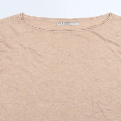 Close-up detail of Only women’s beige knit jumper, size M, - oversized