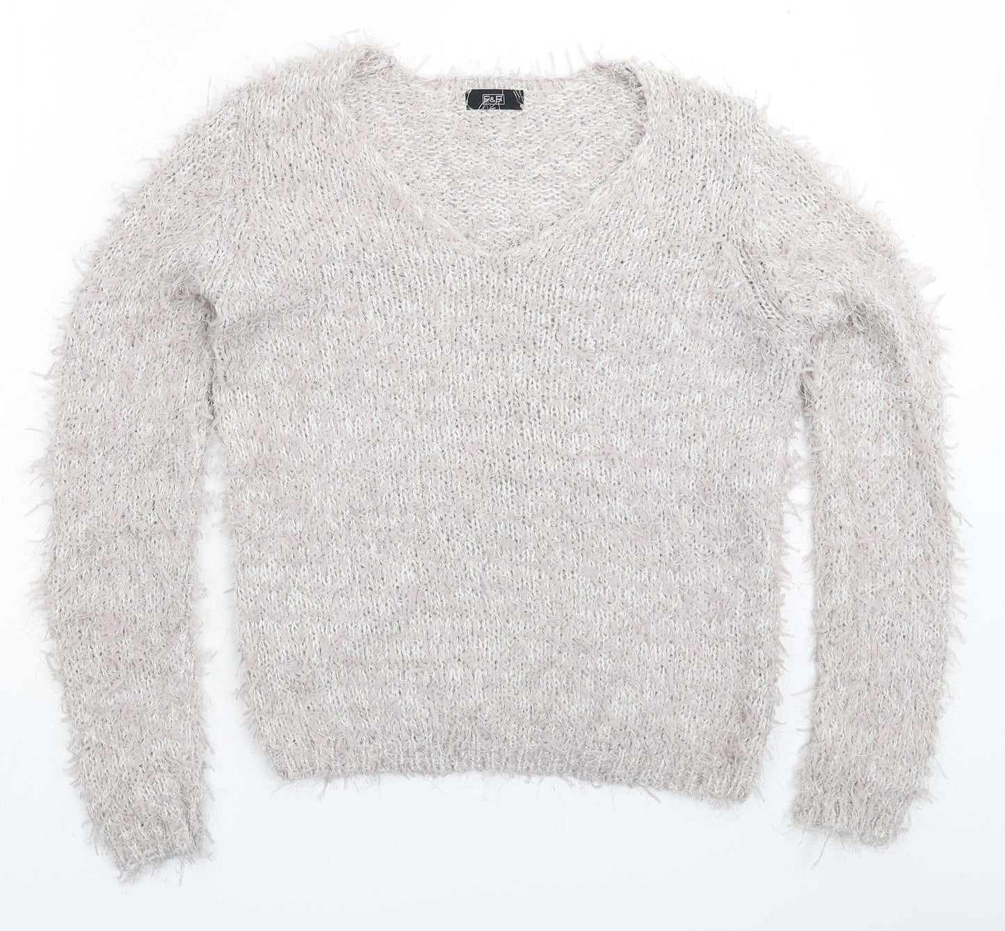 F&F Womens Grey  Knit Pullover Jumper Size 12