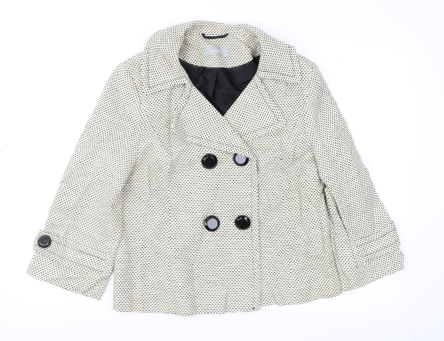 Wallis Womens Beige Geometric  Jacket Coat Size 12