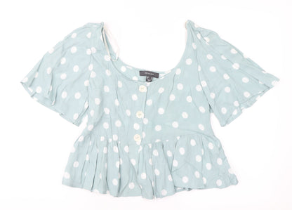 Preloved Primark Womens Green Polka Dot  Basic Blouse Size 8 - Front