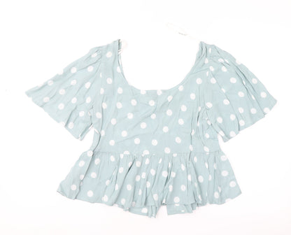 Preloved Primark Womens Green Polka Dot  Basic Blouse Size 8 - Back