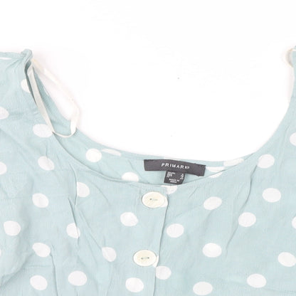 Preloved Primark Womens Green Polka Dot  Basic Blouse Size 8 - Detail