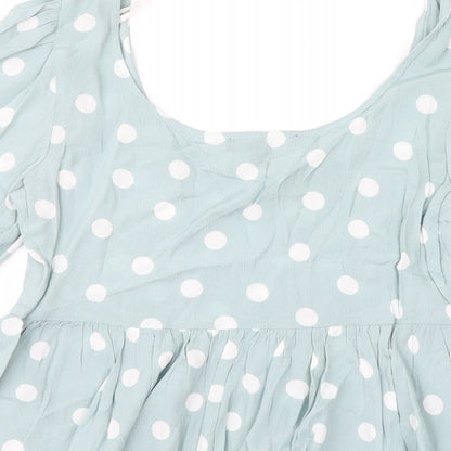 Preloved Primark Womens Green Polka Dot  Basic Blouse Size 8 - Label