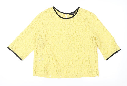 Next Womens Yellow  Lace Basic Blouse Size 10
