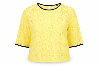 Next Womens Yellow  Lace Basic Blouse Size 10