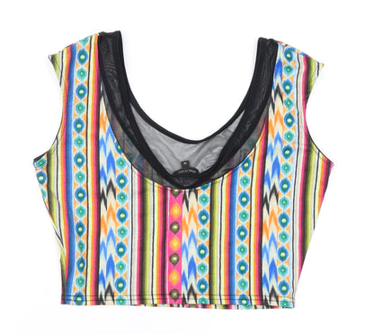 Preloved River Island Womens Multicoloured Geometric  Basic Blouse Size 10 - Back