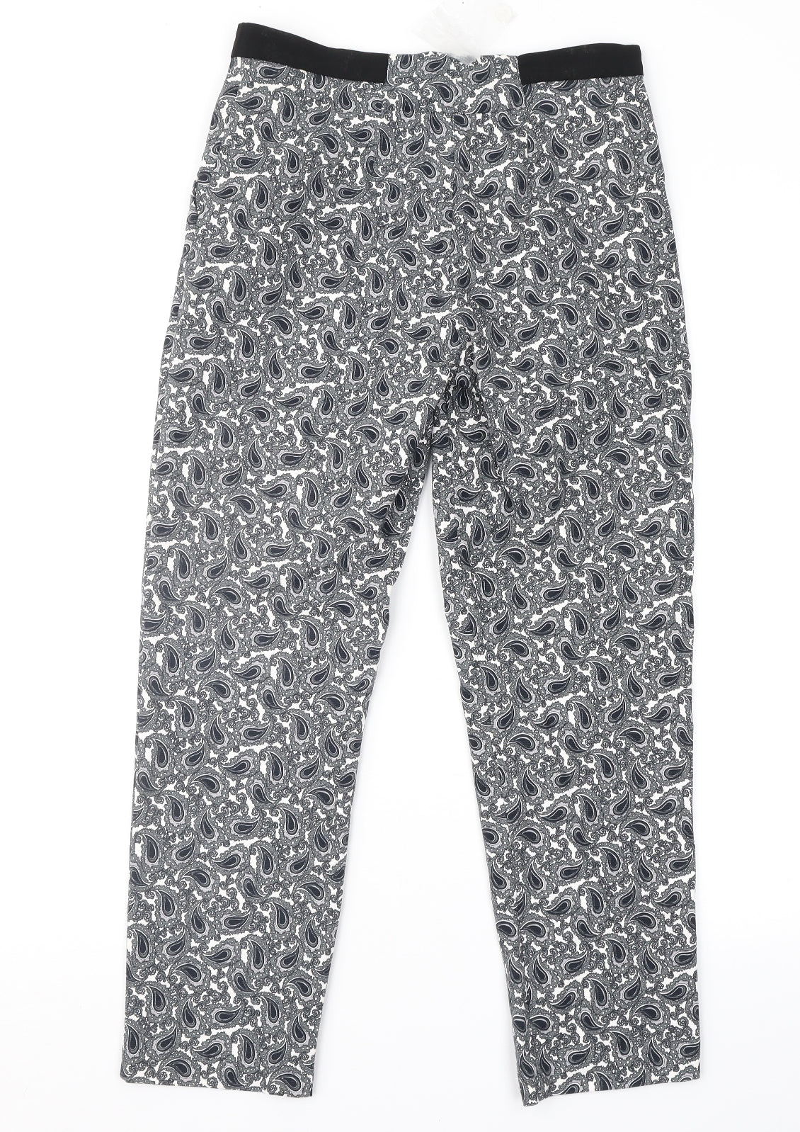 Topshop Womens Grey Paisley  Cropped Trousers Size 8 L25 in