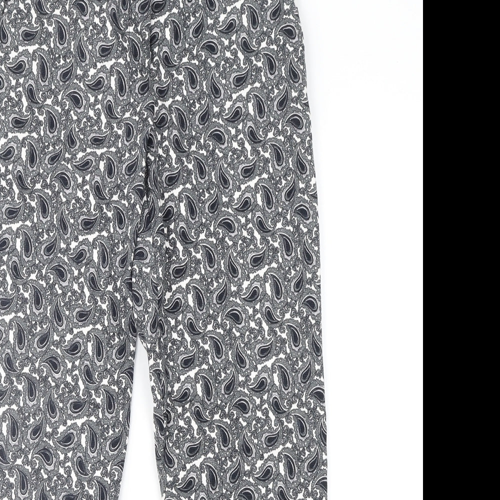 Topshop Womens Grey Paisley  Cropped Trousers Size 8 L25 in