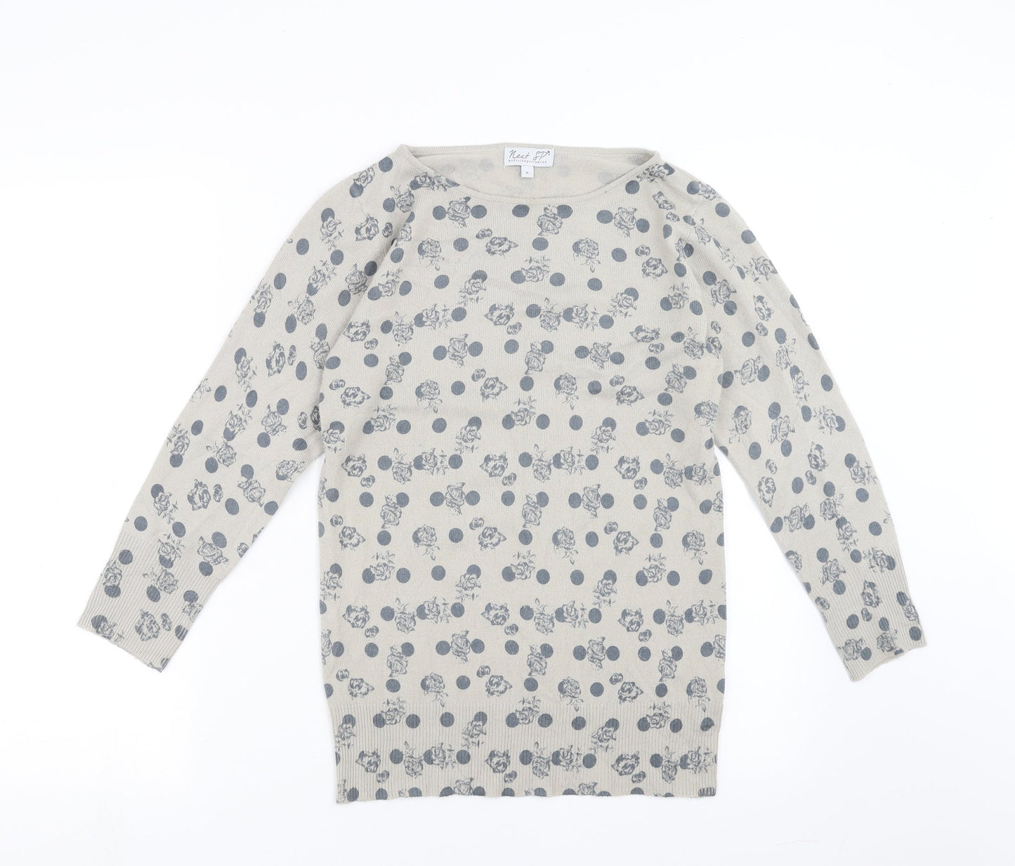NEXT Womens Grey Floral Knit Pullover Jumper Size 8