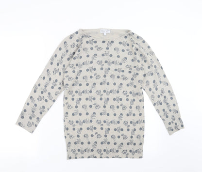 Preloved NEXT Womens Grey Floral Knit Pullover Jumper Size 8 - Front