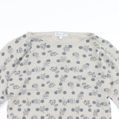 Preloved NEXT Womens Grey Floral Knit Pullover Jumper Size 8 - Detail