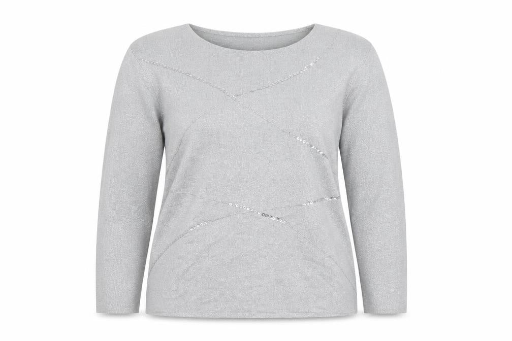 Claire Ashton Womens Silver   Pullover Jumper Size 14  - beaded, sequins