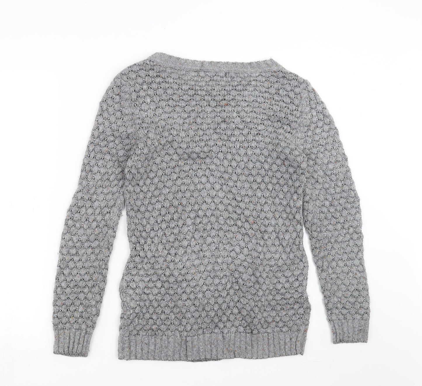 Limited collection Womens Grey Geometric Knit Pullover Jumper Size 10