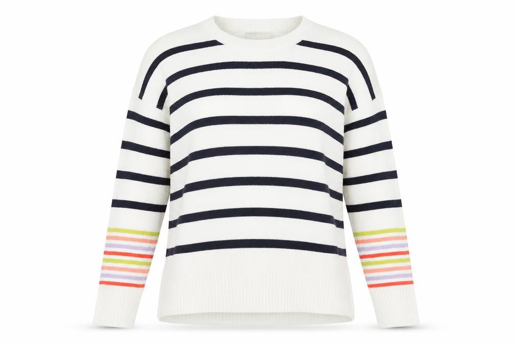 George Womens White Striped Knit Pullover Jumper Size M