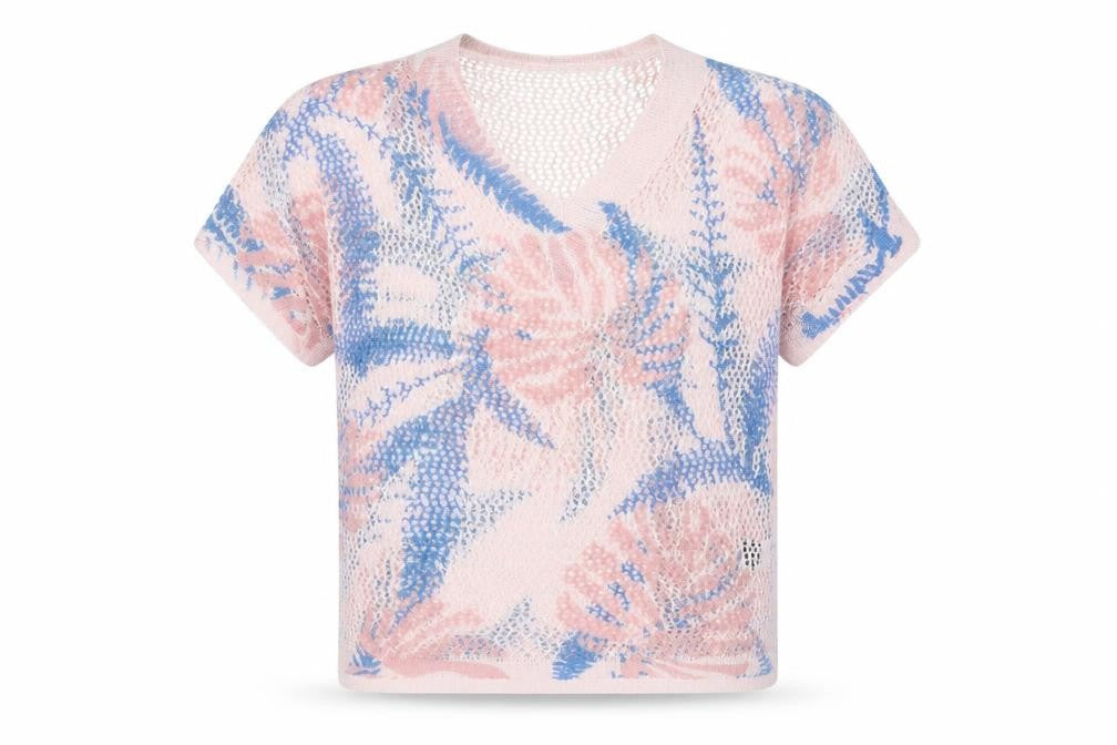 EURECO Womens Blue Geometric Knit Basic Blouse Size S