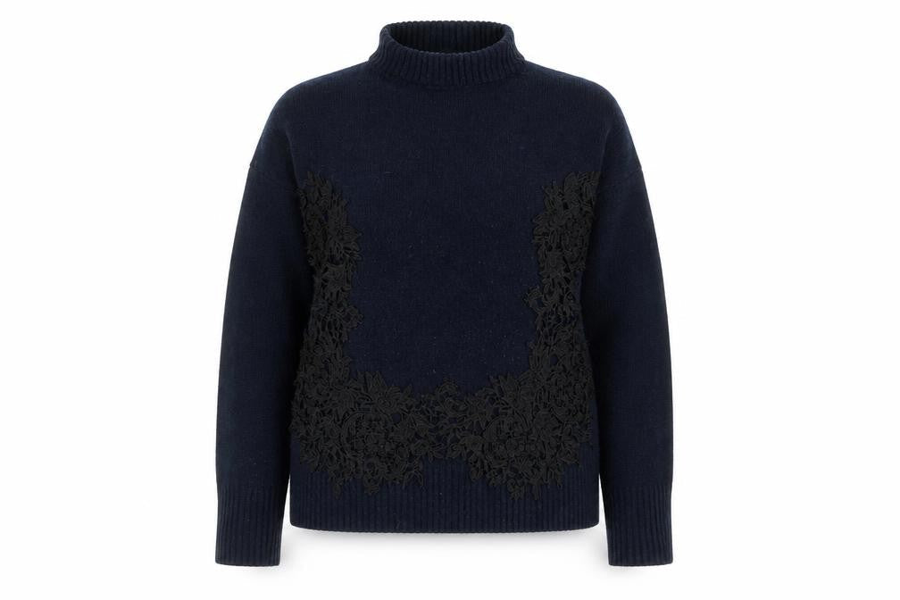 Marks & Spencer Womens Blue  Knit Pullover Jumper Size S  - Lace Detail