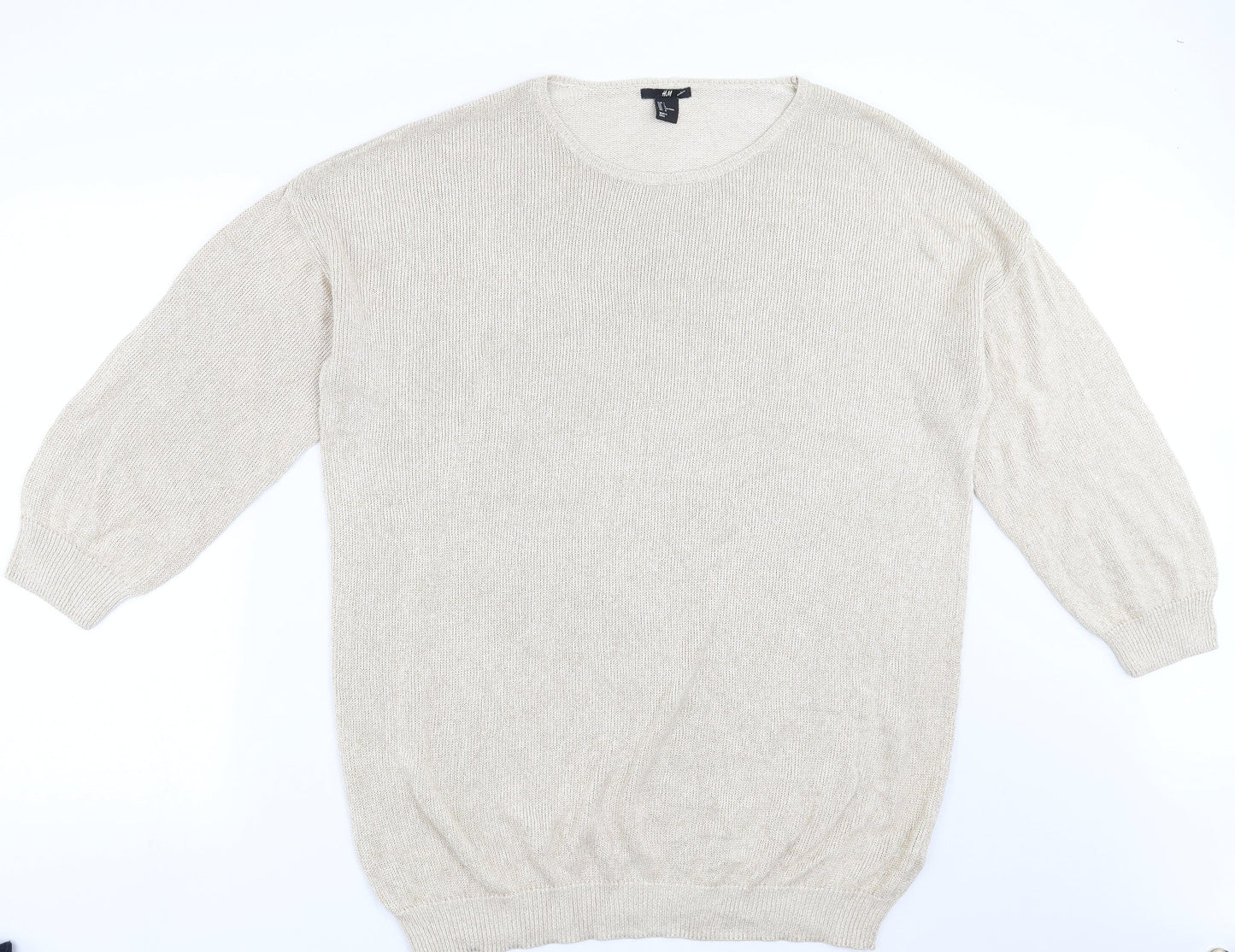 H&M Womens Beige  Knit Pullover Jumper Size L