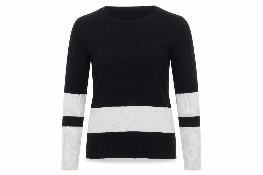 Vertical Design Womens Black  Knit Pullover Jumper Size S