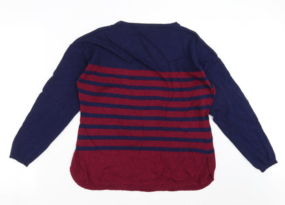 First Avenue Womens Black Striped Knit Pullover Jumper Size M