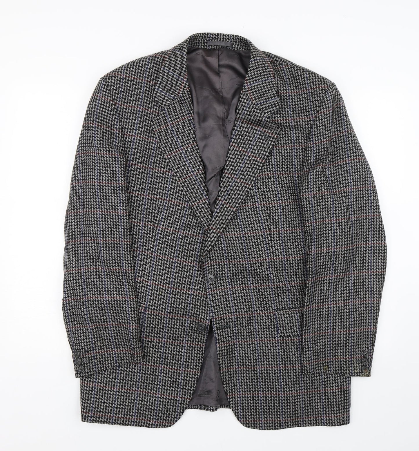 H.T Burt Mens Grey Houndstooth  Jacket Suit Jacket Size L