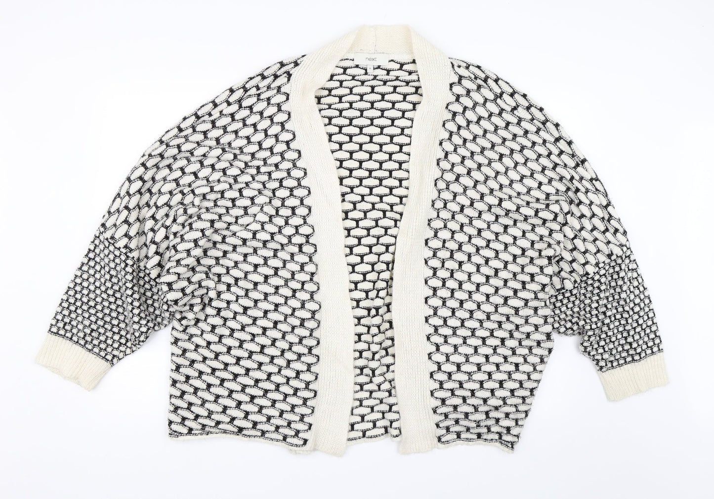 NEXT Womens White Geometric  Cardigan Jumper Size XL