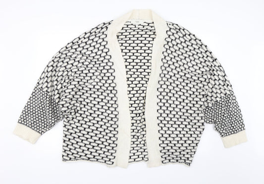 NEXT Womens White Geometric  Cardigan Jumper Size XL