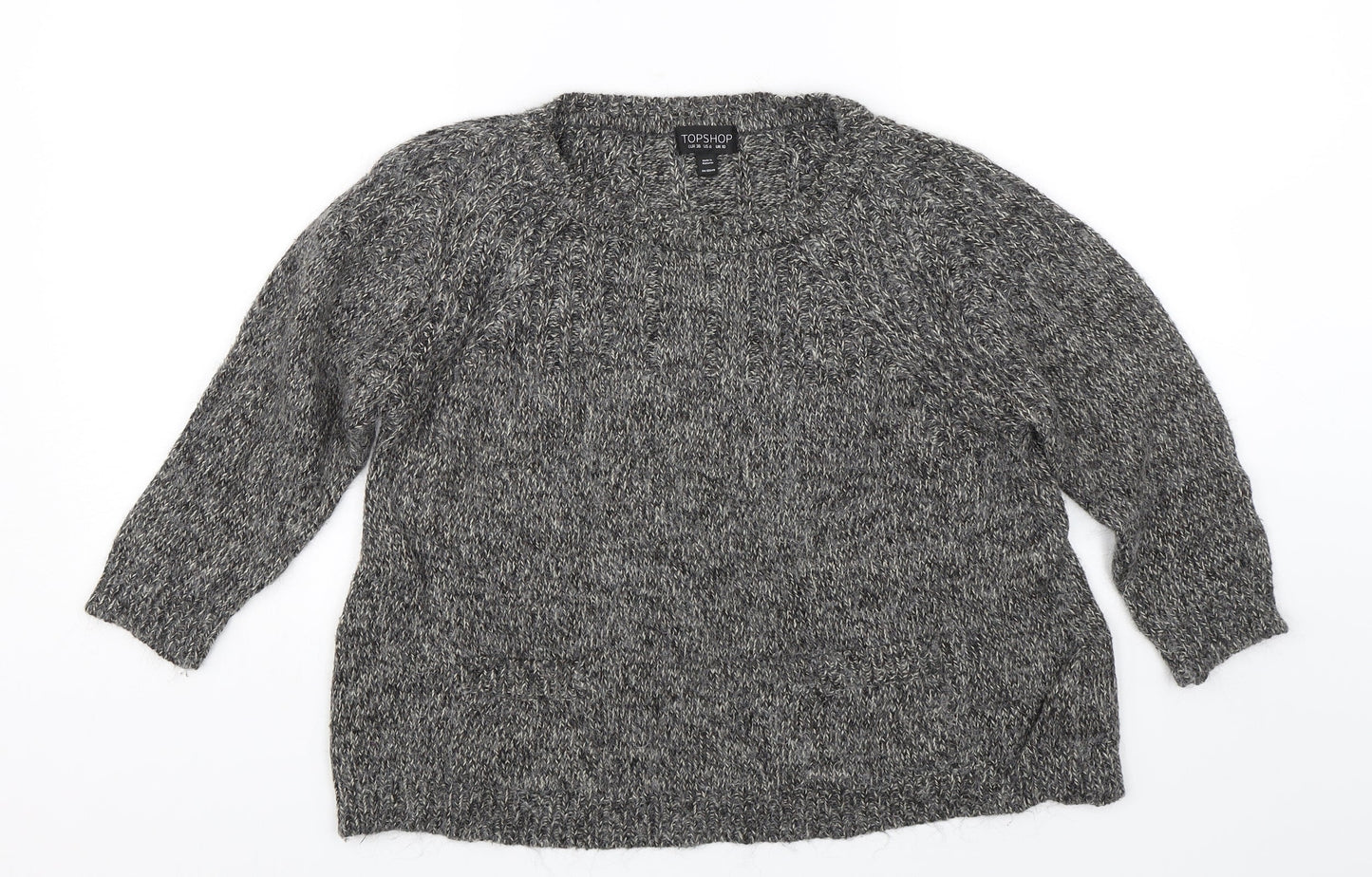 Topshop Womens Grey  Knit Pullover Jumper Size 10