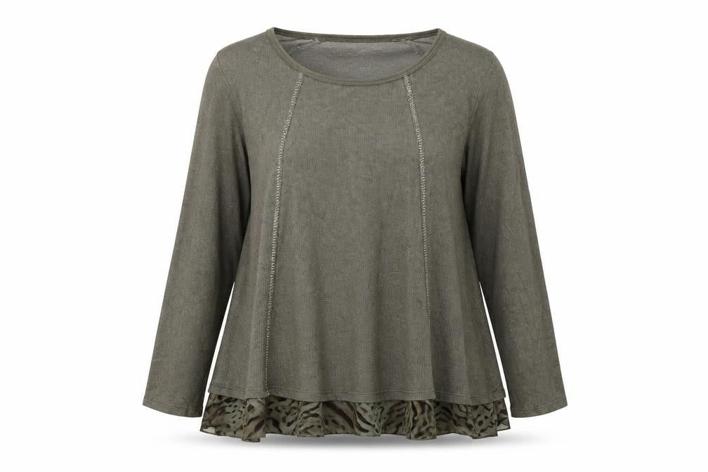 Blue Vanilla Womens Grey Animal Print  Pullover Jumper One Size