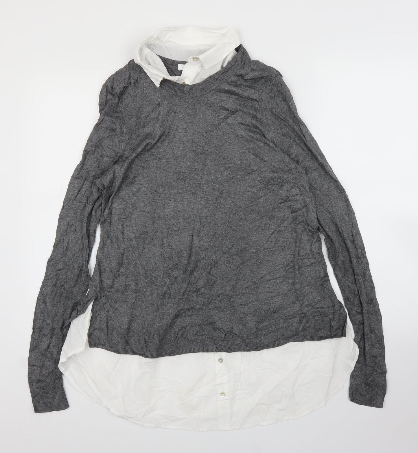 H&M Womens Grey   Basic Blouse Size L