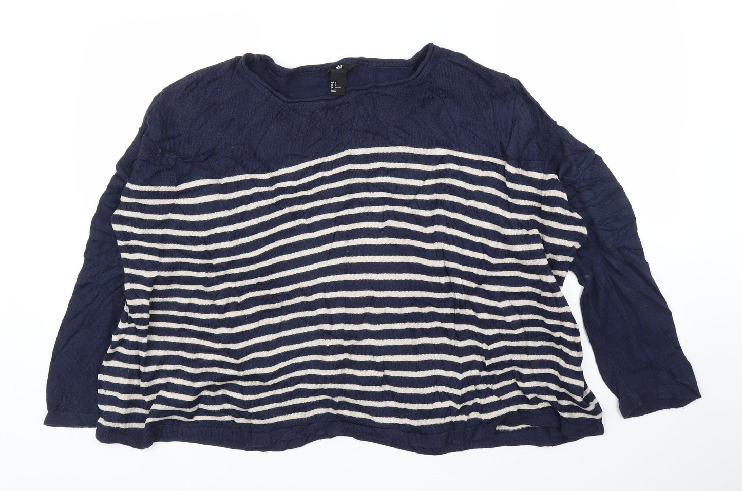 H&M Womens Blue Striped  Pullover Jumper Size M