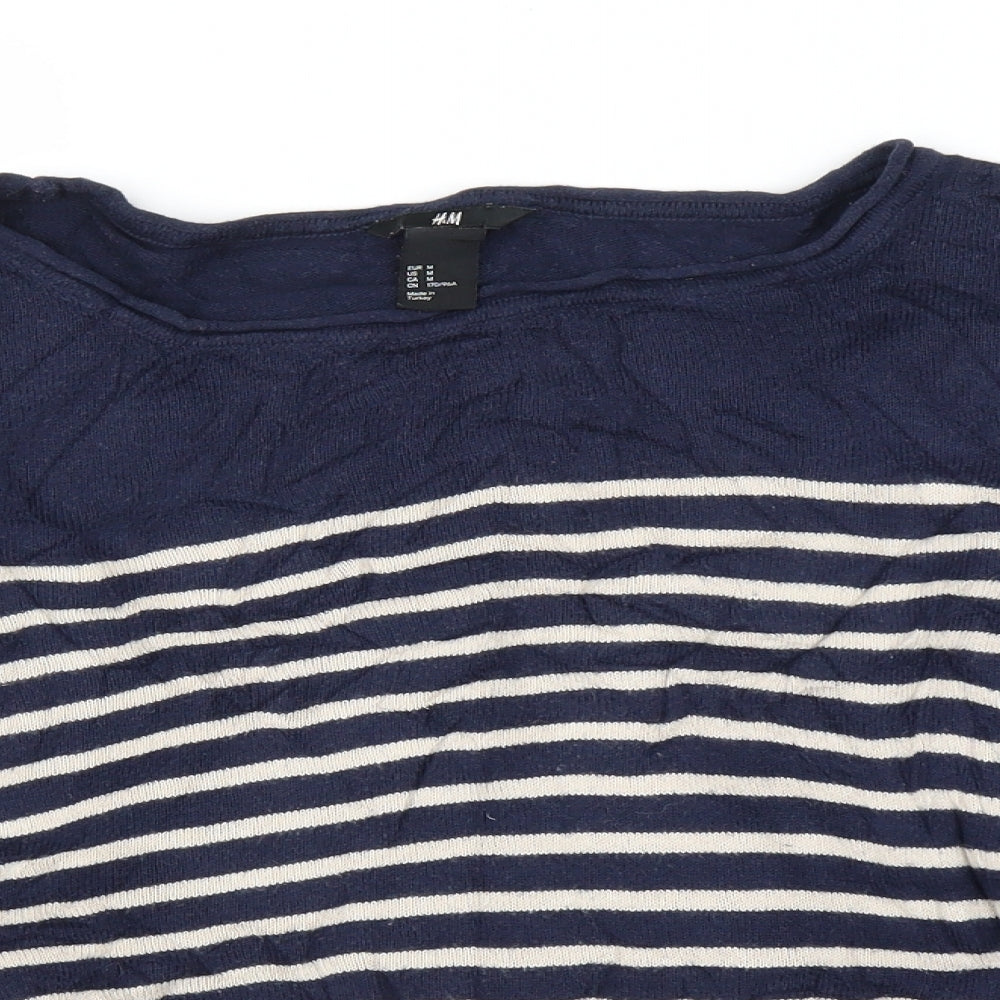 H&M Womens Blue Striped  Pullover Jumper Size M