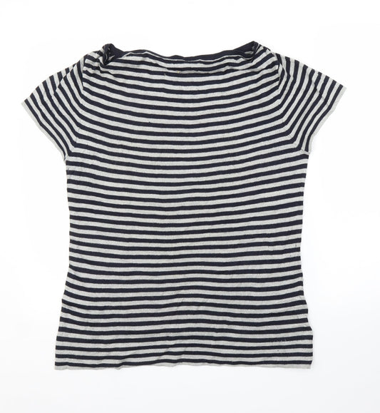 Pure Dash Womens Blue Striped  Basic Blouse Size 18