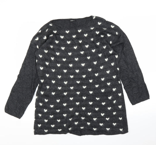 Roman Womens Grey   Tunic Blouse Size 10  - Love heart