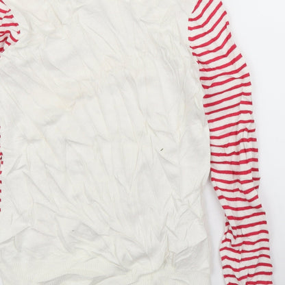 Dorothy Perkins Womens White Striped  Pullover Jumper Size 8