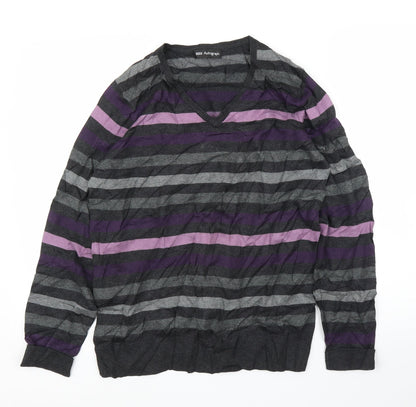 Marks & Spencer Mens Purple Striped  Pullover Jumper Size S