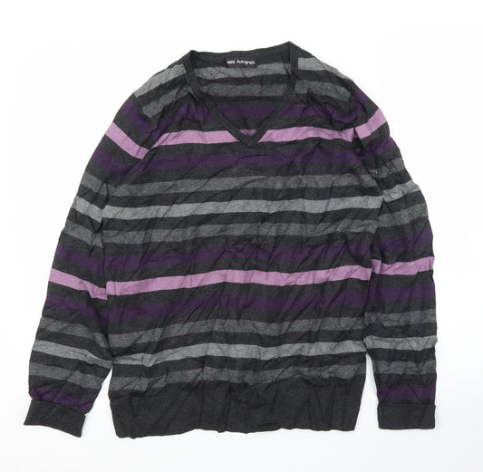 M&S Mens Purple Striped  Pullover Jumper Size S