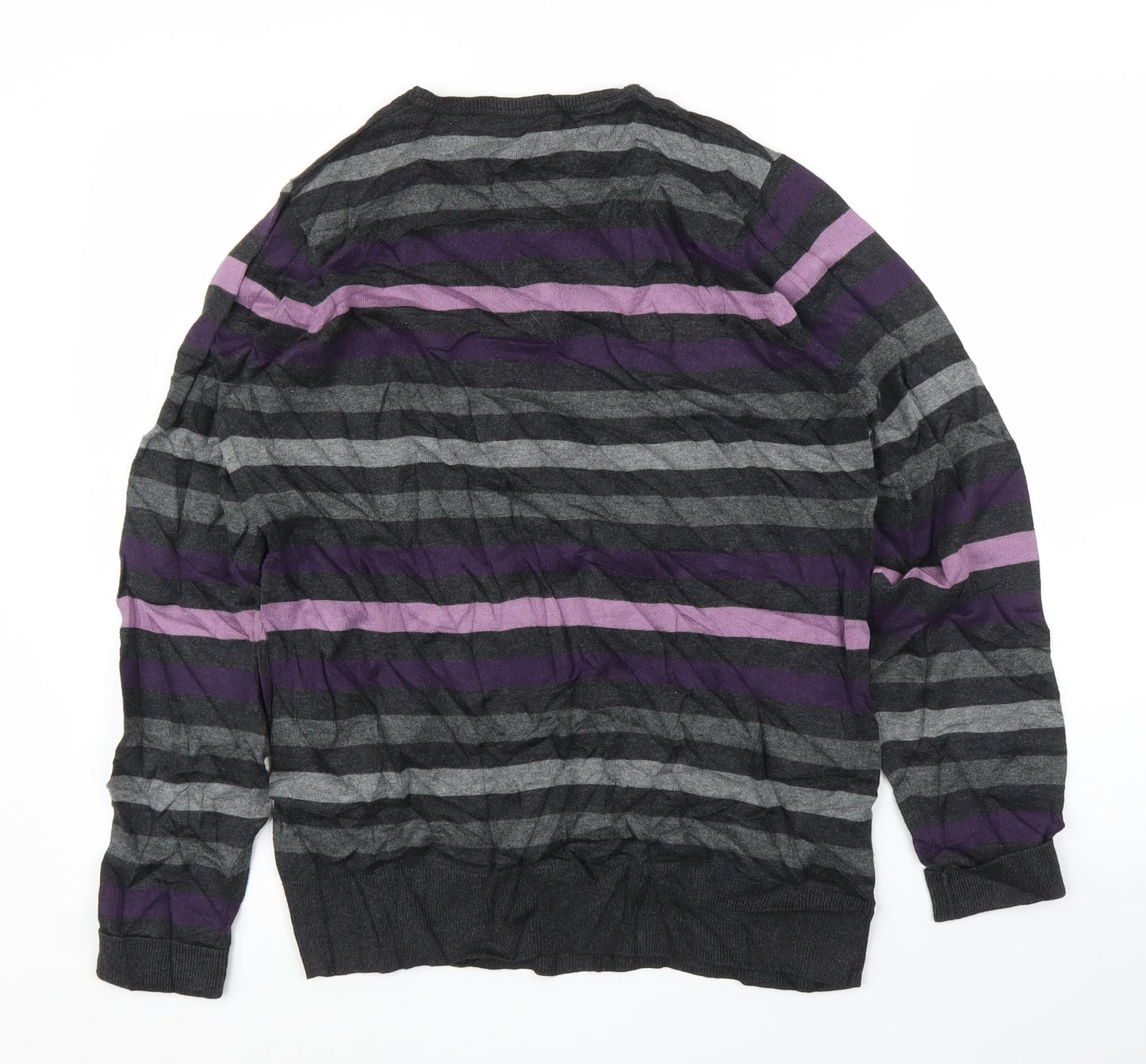 M&S Mens Purple Striped  Pullover Jumper Size S