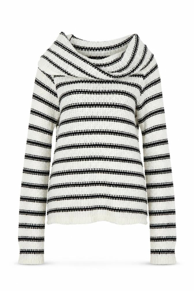 Boohoo Womens White Striped  Pullover Jumper Size M
