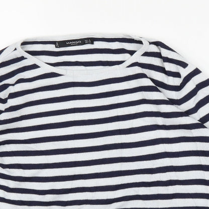Mango Womens Blue Striped  Pullover Jumper Size S