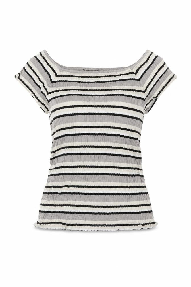 Debenhams Womens Beige Striped  Basic T-Shirt Size 8