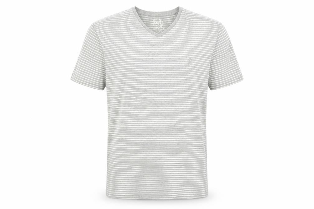 Easy  Mens Grey Striped   T-Shirt Size L